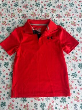 Under Armour Boys Red Polo with Black Logo